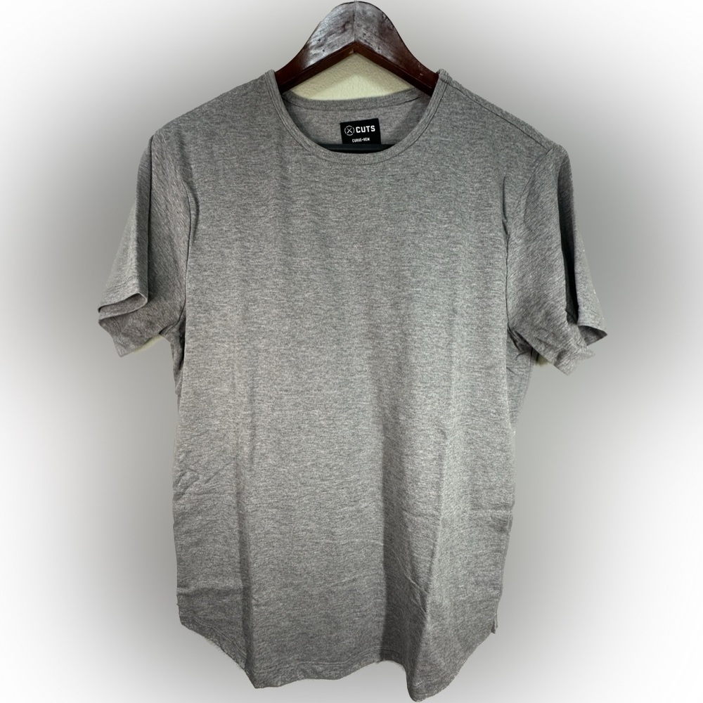 Cuts Clothing / Heather Grey Crew AO Curve Hem Tee - L